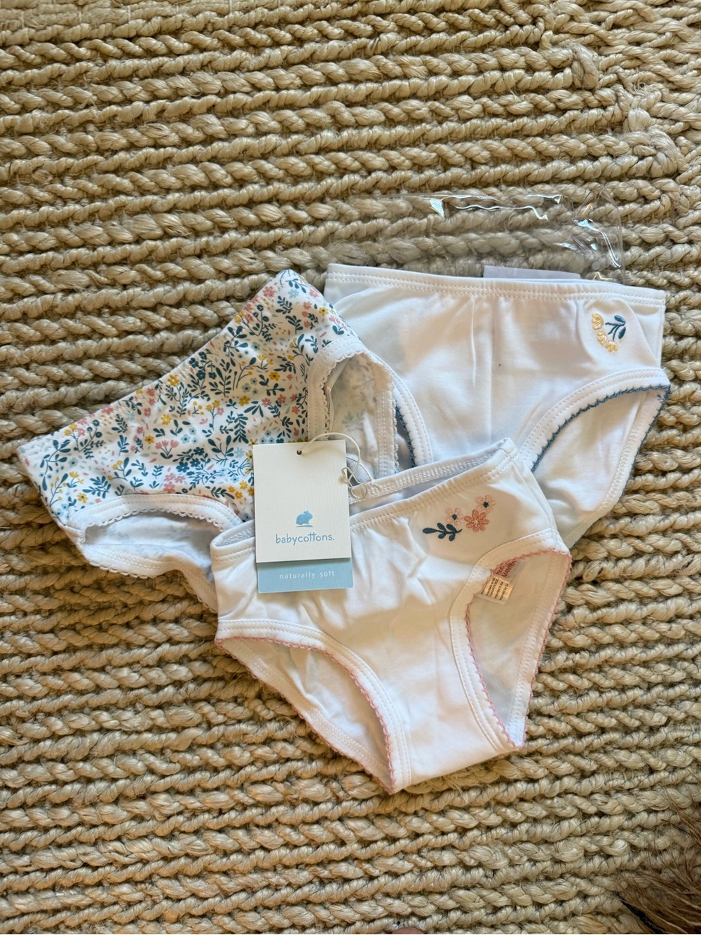 NWT babycottons White & Floral Girls' Cotton Briefs - 3 Pack